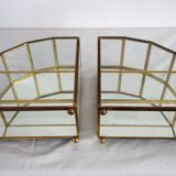 Ensemble de 3 vitrines laiton doré, verre, miroir années 60