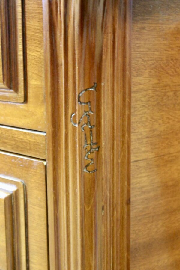 Bureau Plat Art Nouveau en Acajou signé Emile Gallé