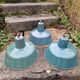Set of 3 industrial pendant lights in enamelled sheet metal