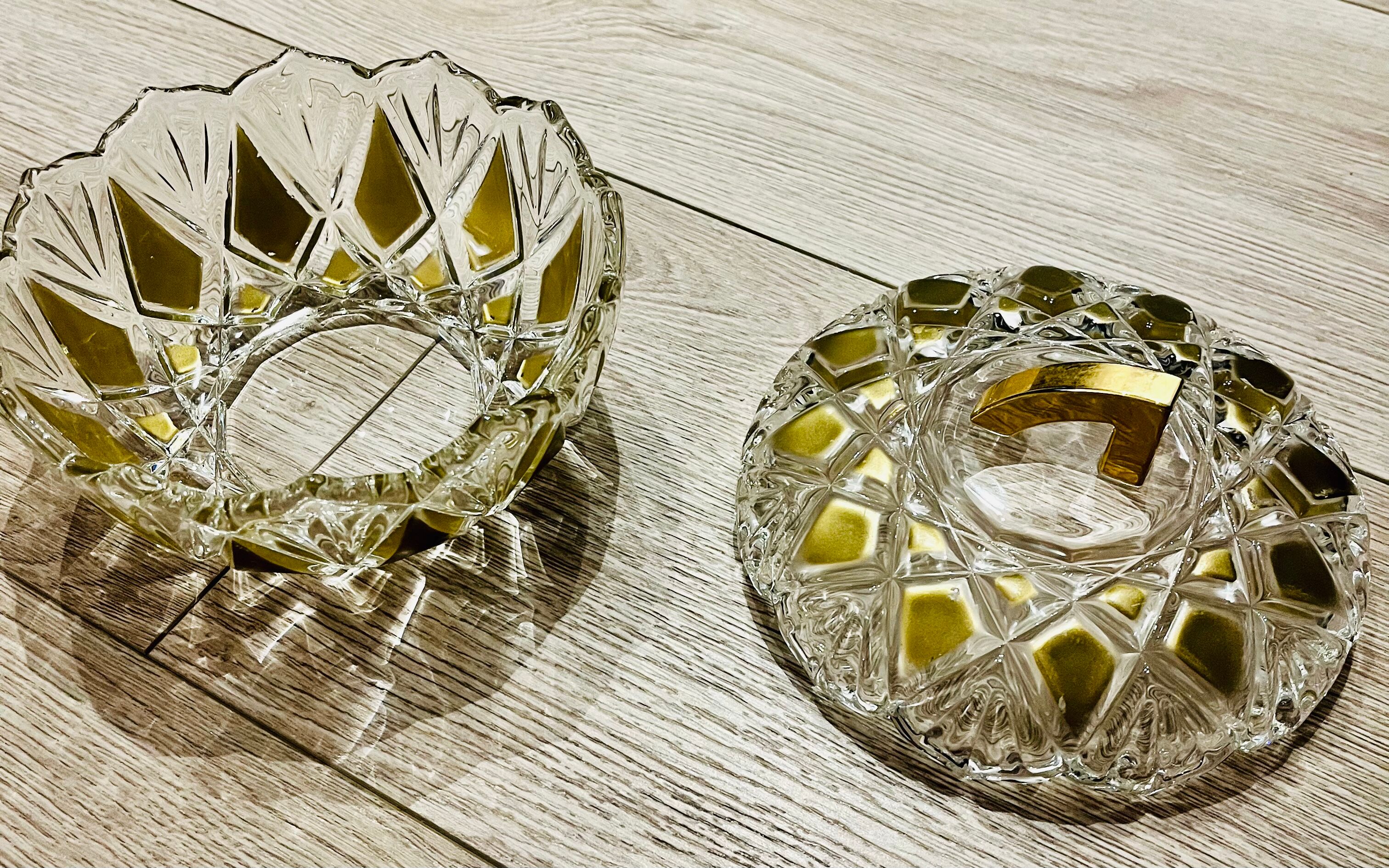 Glass and brass candy box