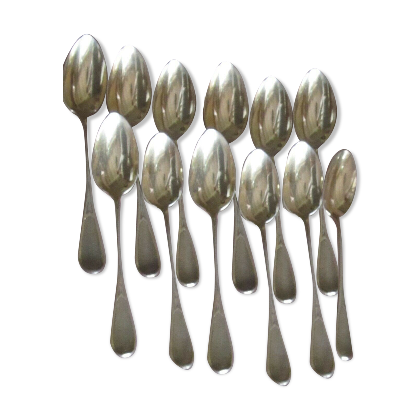Box of 12 small silver spoons vermeil punch Minerve 190 Grs