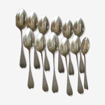 Box of 12 small silver spoons vermeil punch Minerve 190 Grs