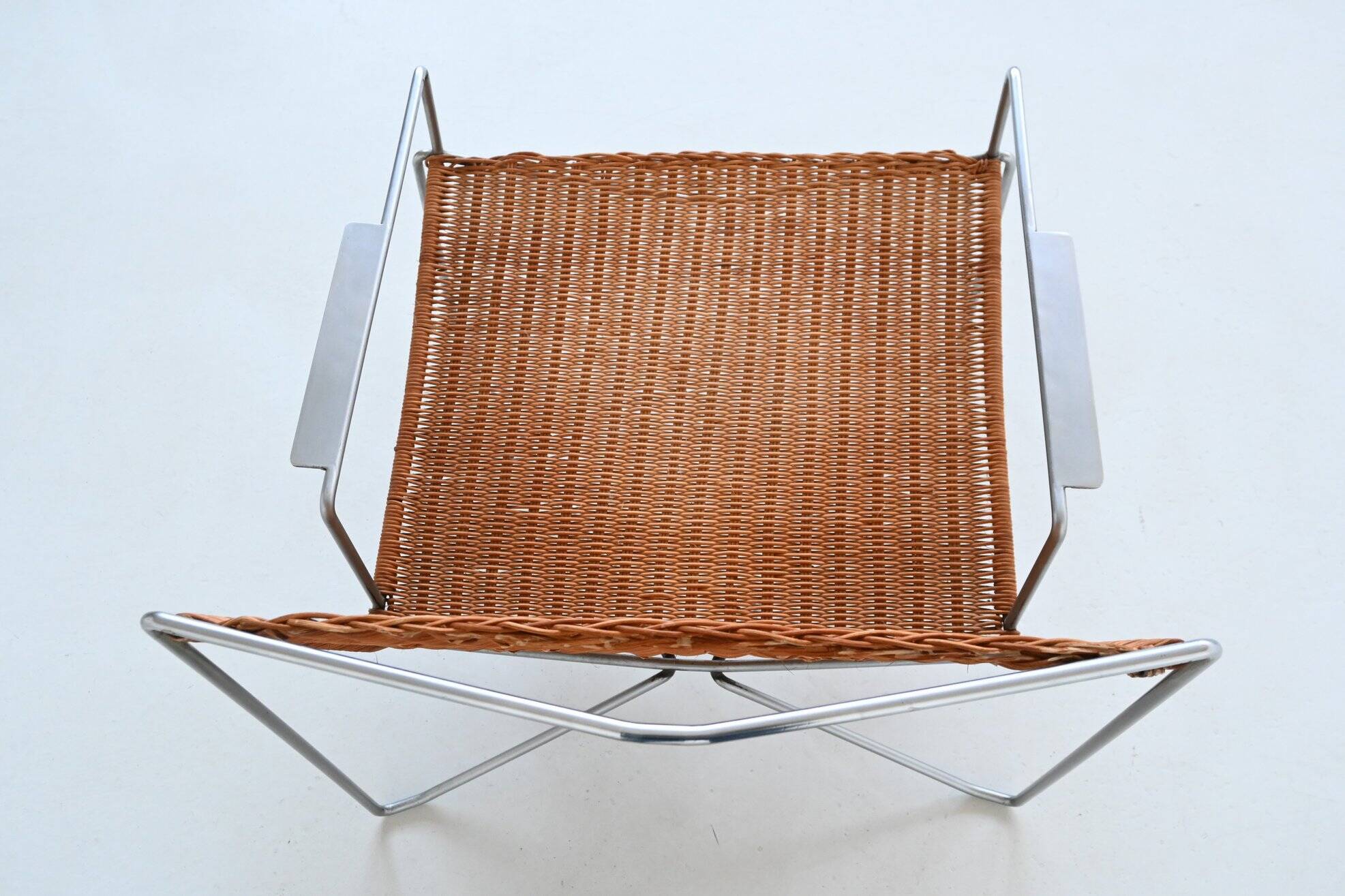 Pair of lounge chairs steel and rattan Gelderland The Netherlands 1964