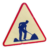 Panneau de chantier travaux vintage