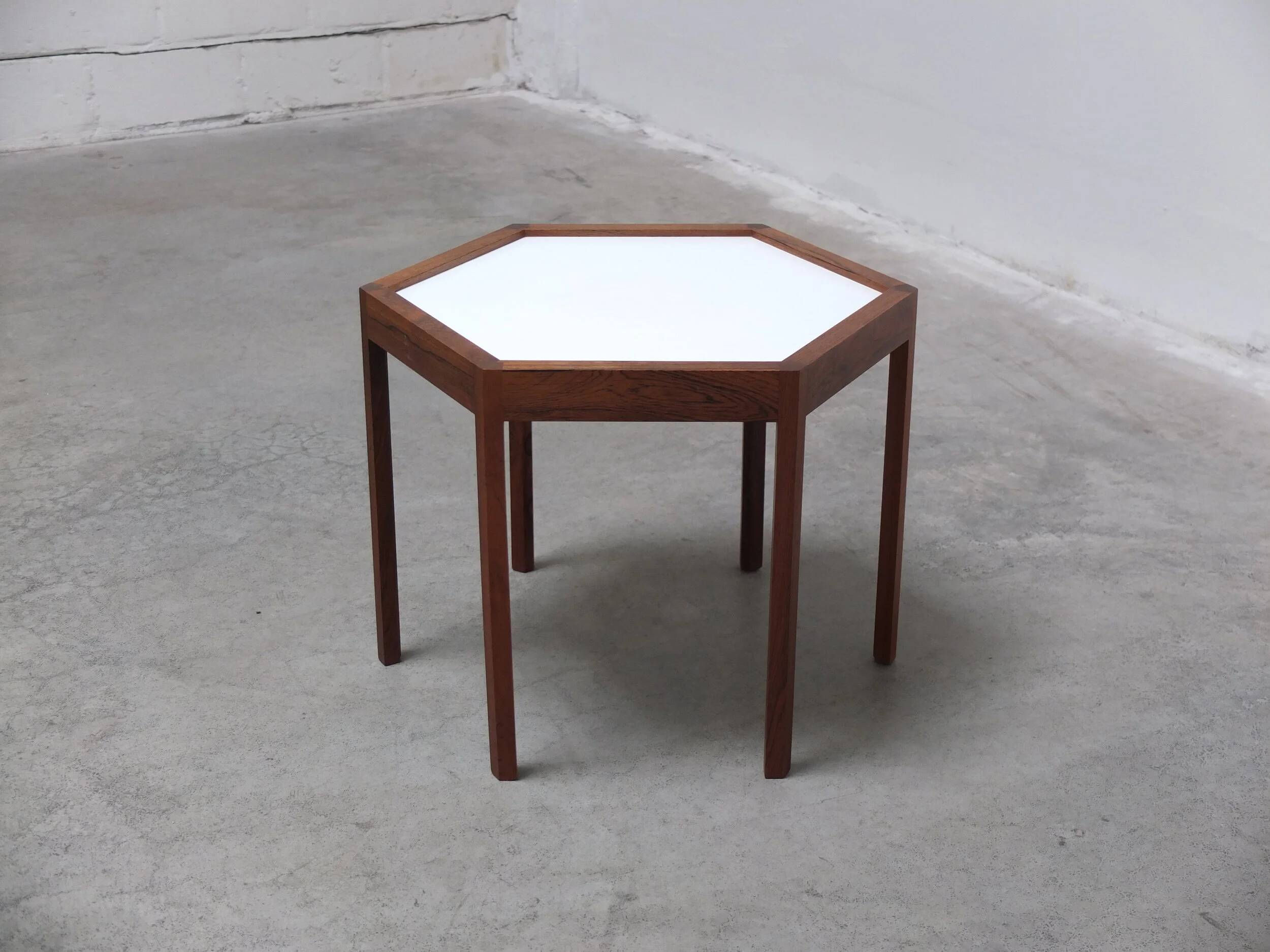 Rosewood 'Hexagon' side table by Hans Christian Andersen, 1960s