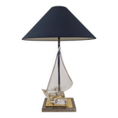 Lampe de table en verre en forme de voilier Stilkronen Hollywood Regency exclusive, Italie années 70