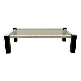 Black & Chrome Design Coffee Table – Smoked Glass