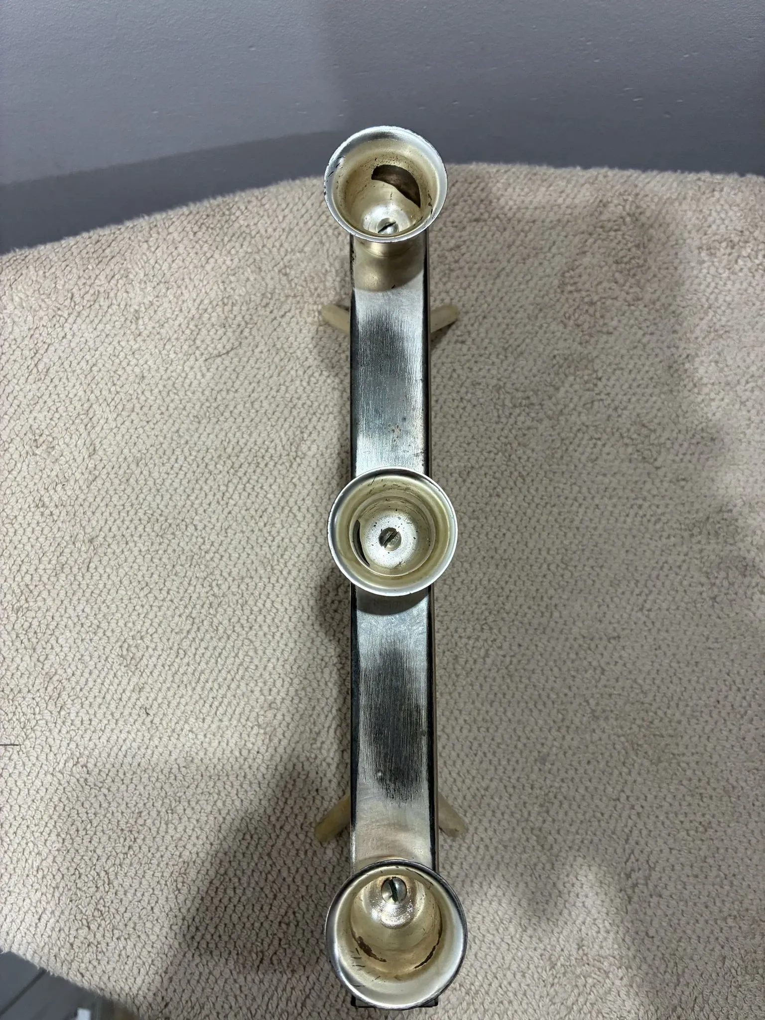 BSF teak and silver-plated candle holder for three candles, 1960s