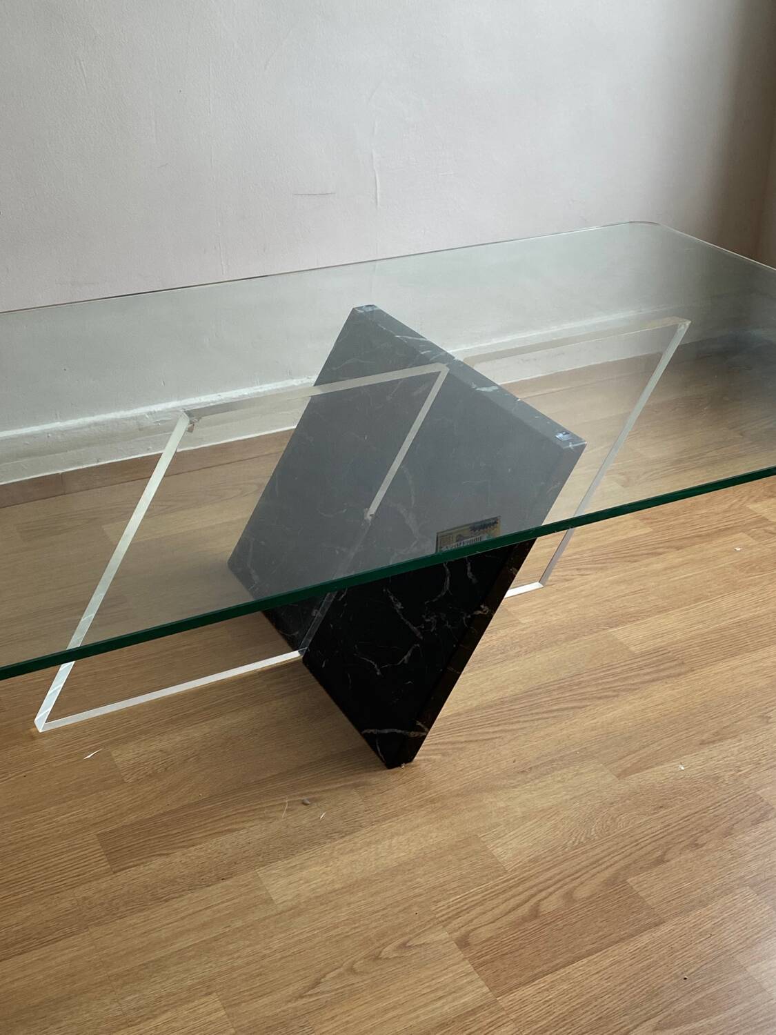 Glass coffee table, 70s