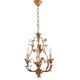 Lustre vintage italien en porcelaine roses dorées et dorées baroque rococco 1950