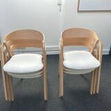 Professional chairs in beech and coated white textile