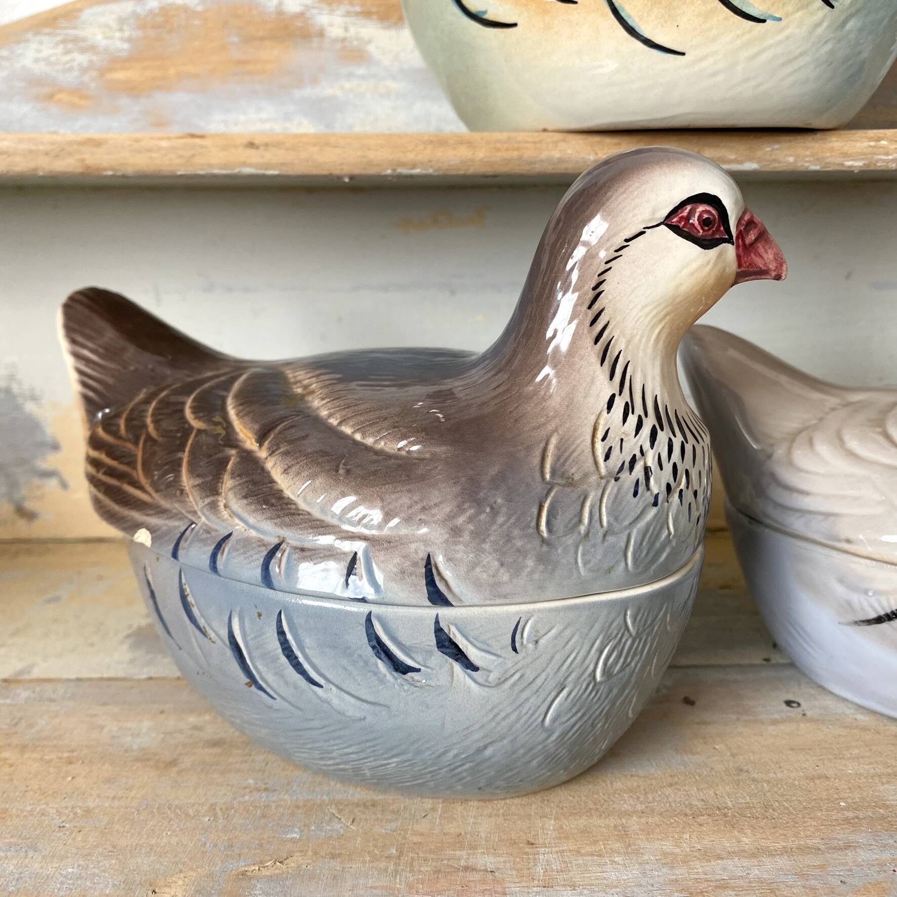 Ceramic partridge, zoomorphic terrines by Michet Caugant.