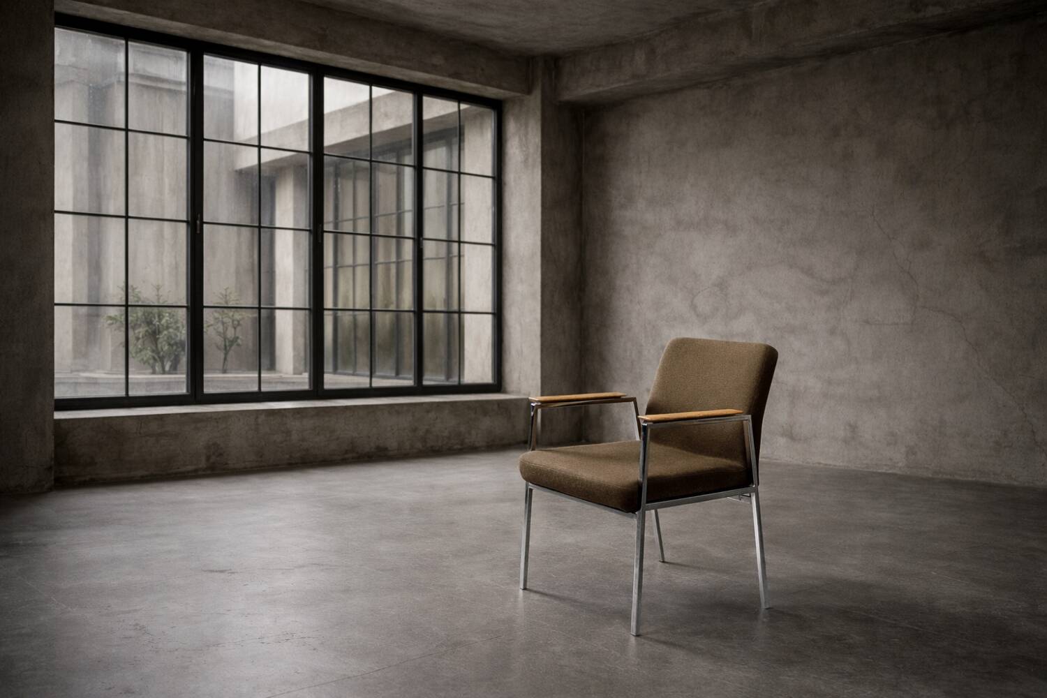 Vintage Mid-Century Modern German Brown Conference Chair from Drabert, 1970