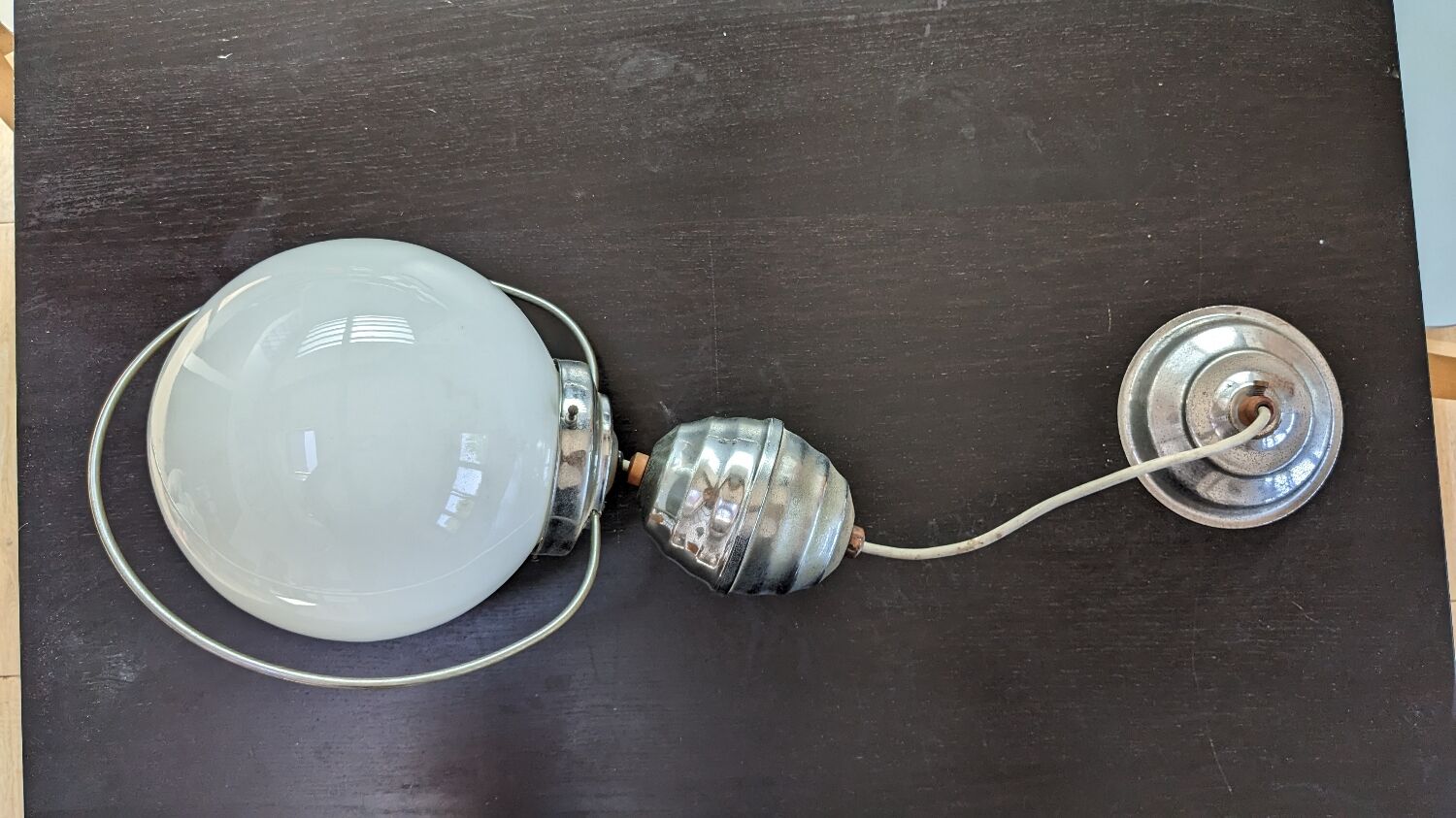 Opaline ball lamp adjustable ceiling light, 50's