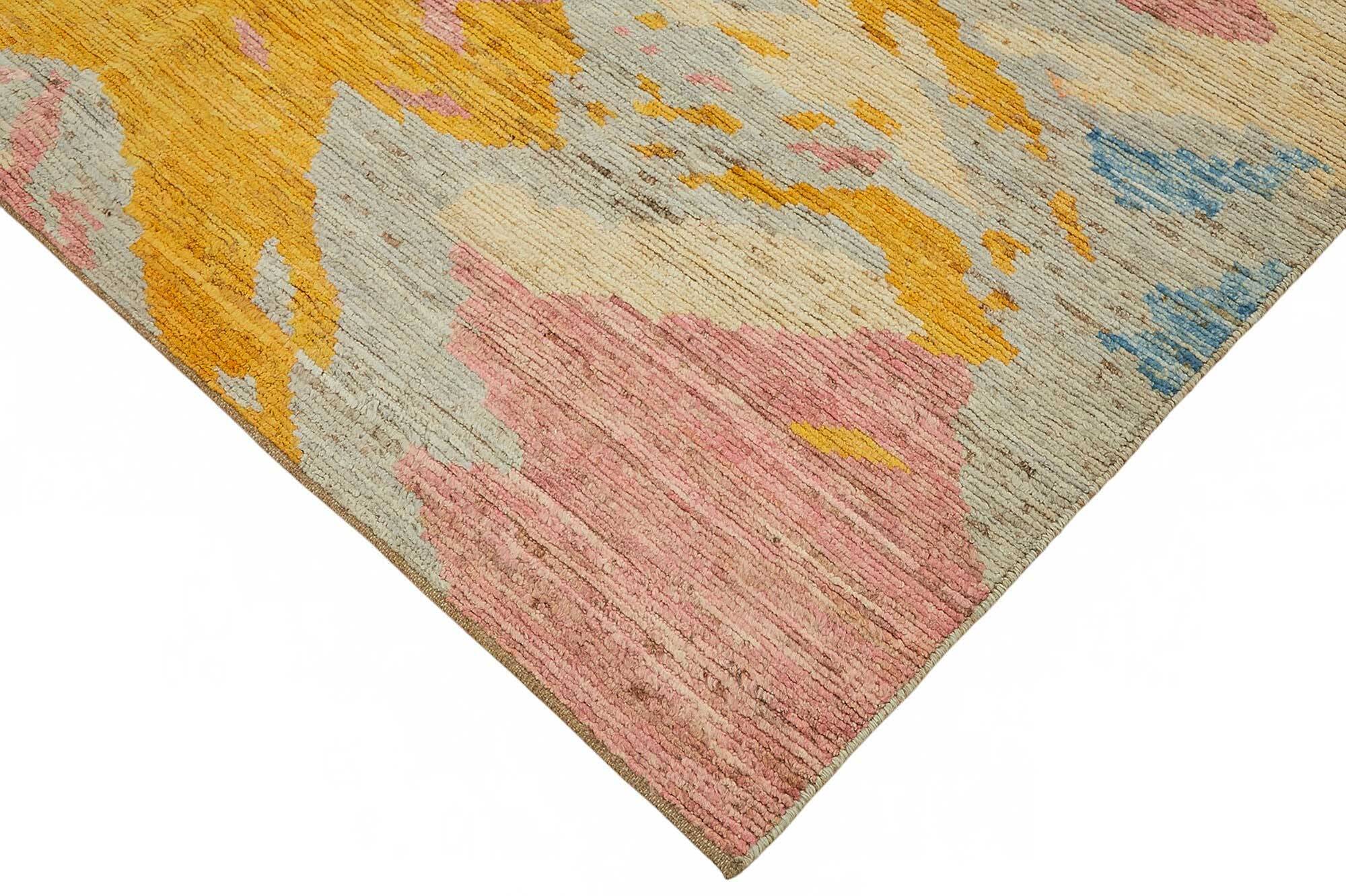 Hand-Knotted Turkish Contemporary 202 cm x 288 cm Multicolor Wool Carpet