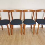 Set of 4 Calligaris Dining Chairs: Mid-Century Italian Design, Blue Fabric