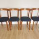 Set of 4 Calligaris Dining Chairs: Mid-Century Italian Design, Blue Fabric