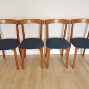 Set of 4 Calligaris Dining Chairs: Mid-Century Italian Design, Blue Fabric