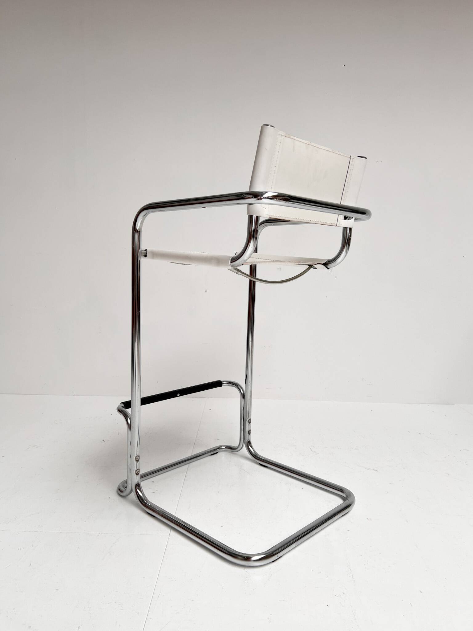 Set of 2 leather bar stools attributed to Mart Stam, 1970s
