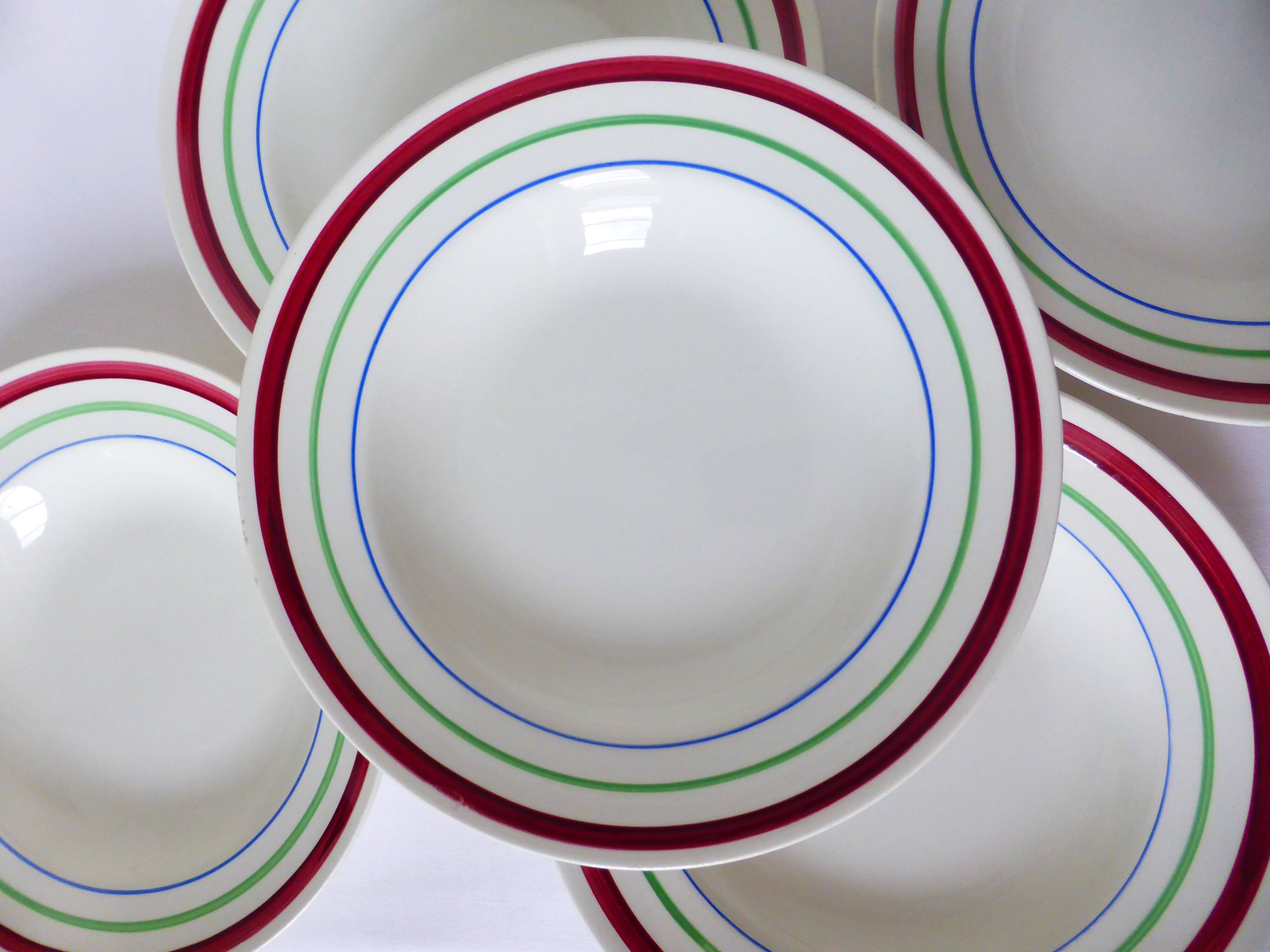 5 vintage porcelain soup plates