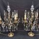 Pair of large electrified girandole candlesticks with crystal tassels