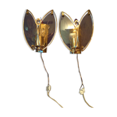 Appliques vintage en verre et métal doré
