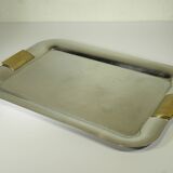Stainless steel and gold metal tray - 1980s