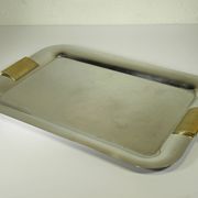 Stainless steel and gold metal tray - 1980s