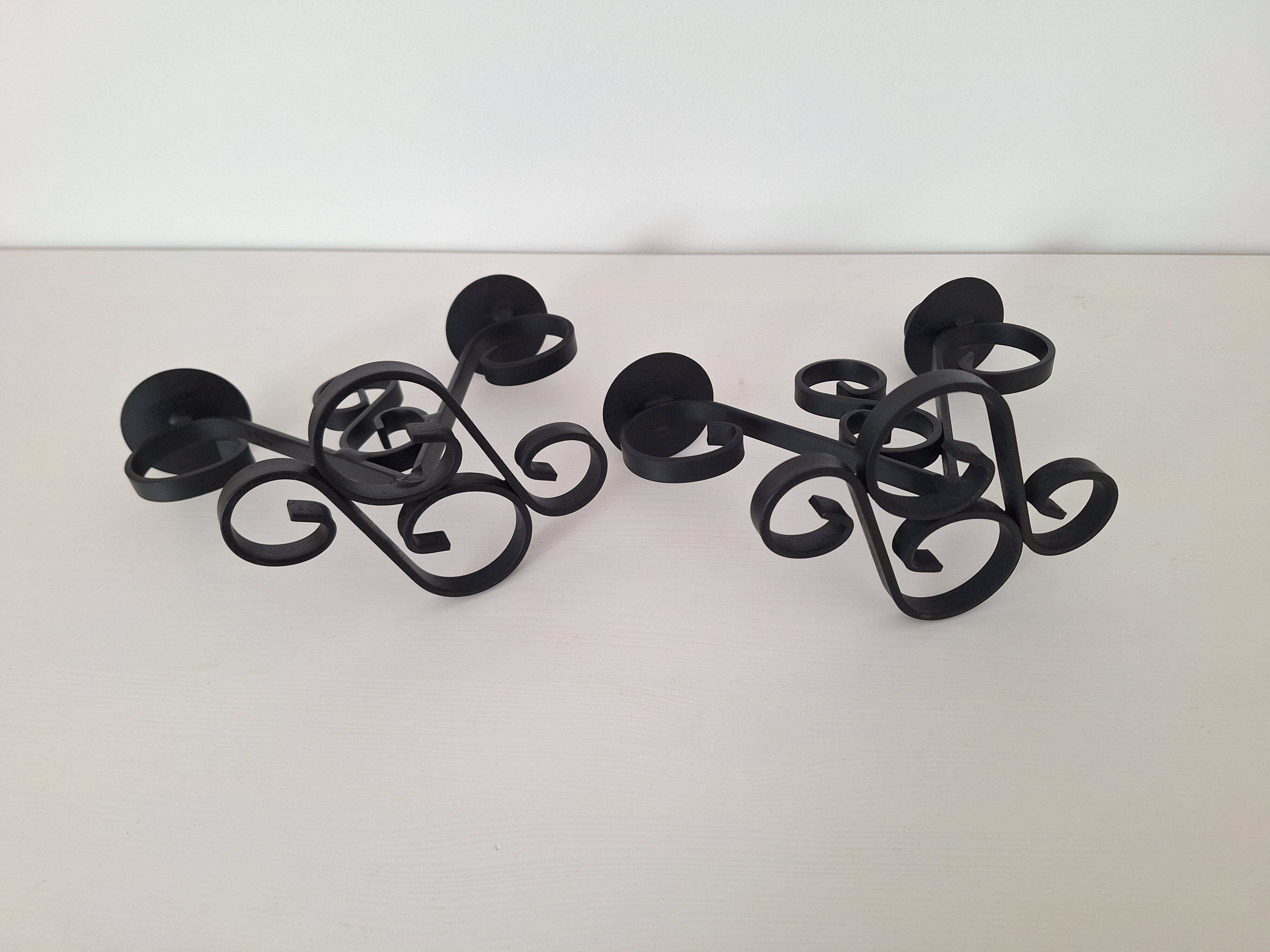 Vintage black wrought iron candlestick