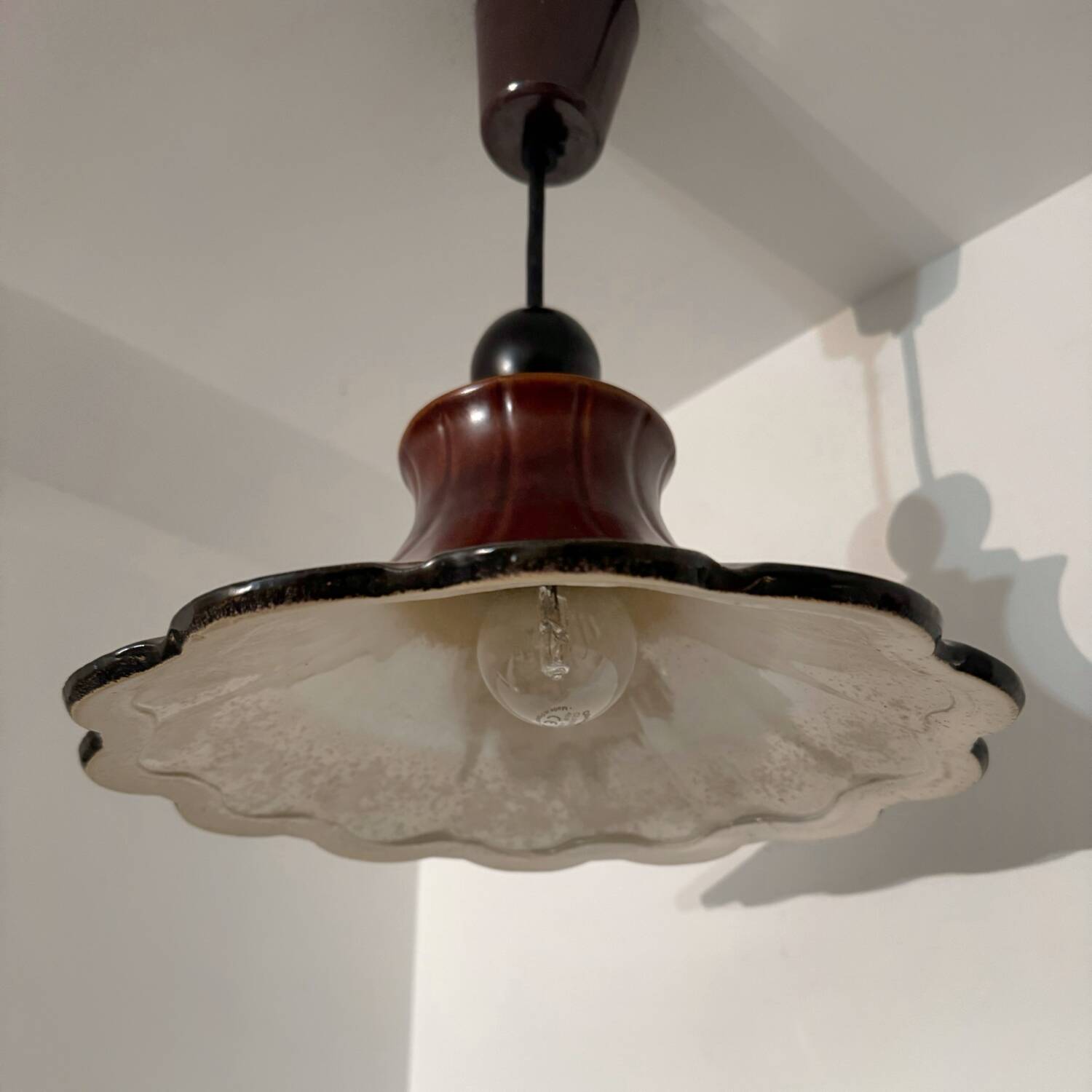 70s ceramic flower pendant light