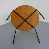 Round teak and steel coffee table from Thonet, 1950s.