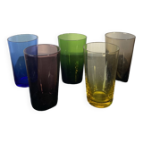 Set of 5 glasses in vintage colors