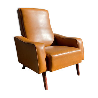 Vintage armchair imitation brown leather