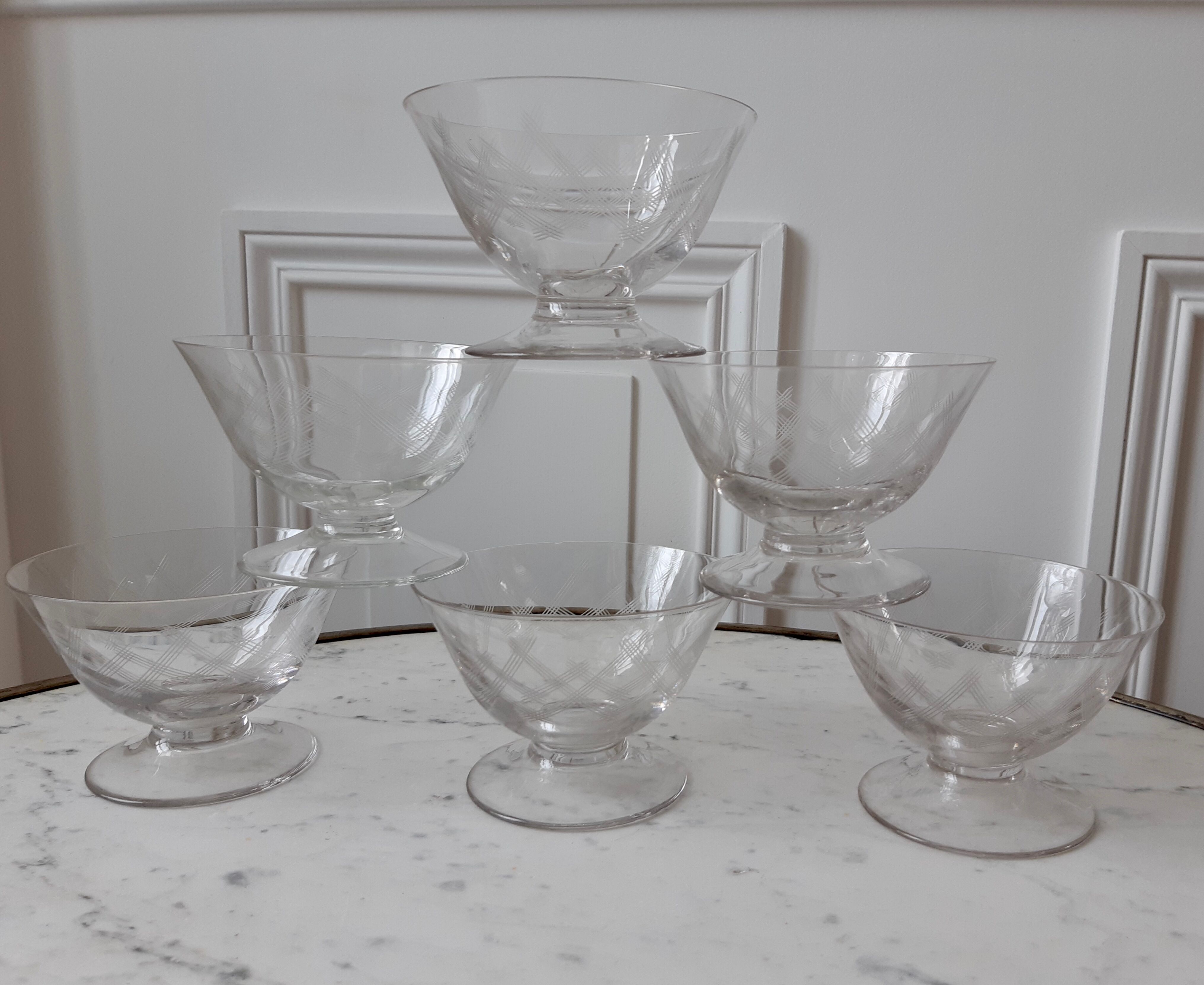 Lot de 6 coupes à champagne en cristal