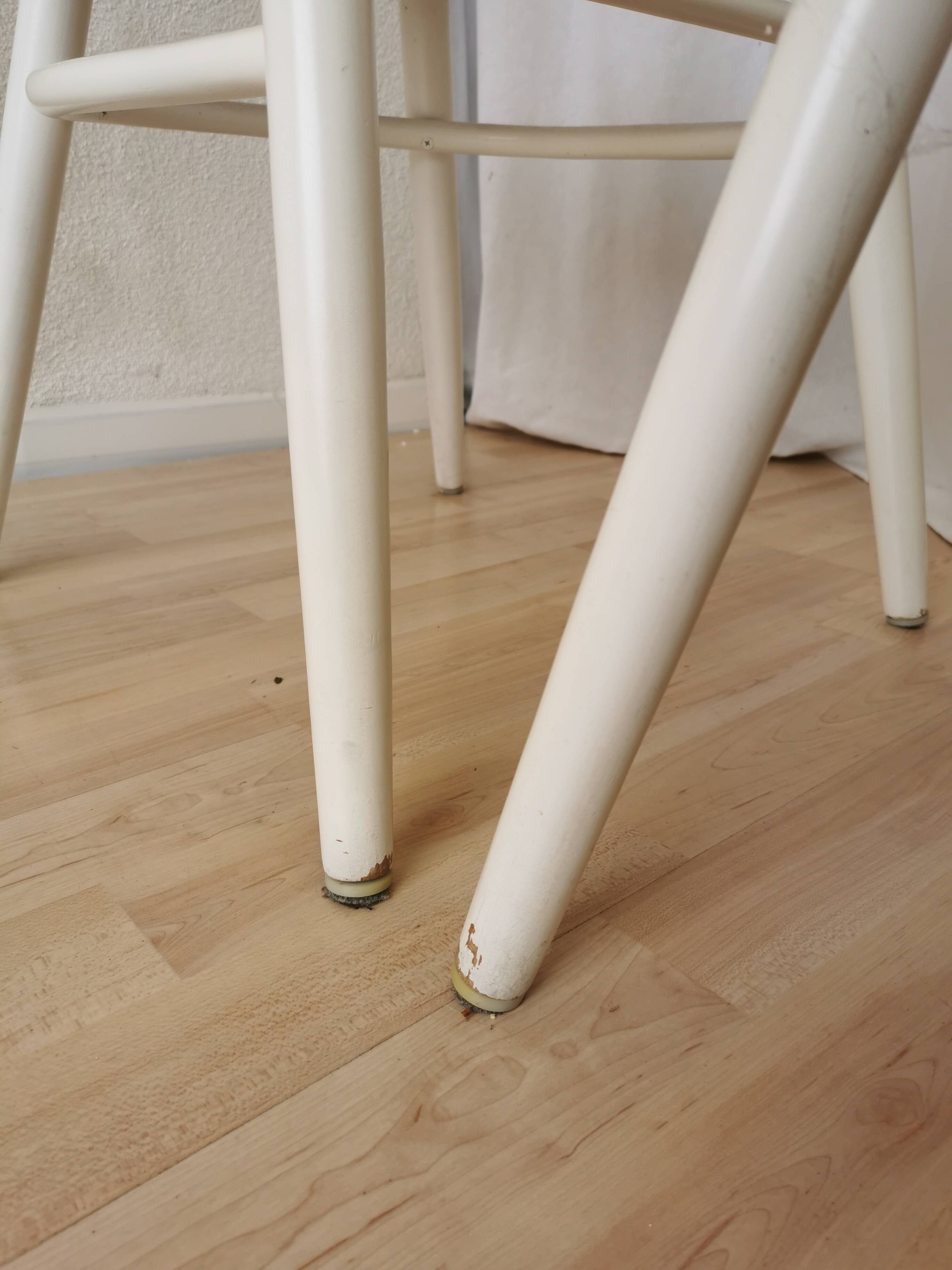 Set of 4 Vintage Bentwood White Dining Chairs in Ligna Style wit Blue Seat