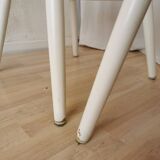 Set of 4 Vintage Bentwood White Dining Chairs in Ligna Style wit Blue Seat