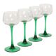 Set of 4 Vintage Luminarc Alsace Wine Glasses Narrow Green Stems