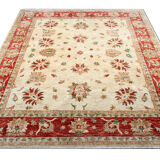 Handwoven cream wool ziegler rug traditional afghan carpet 198x249cm