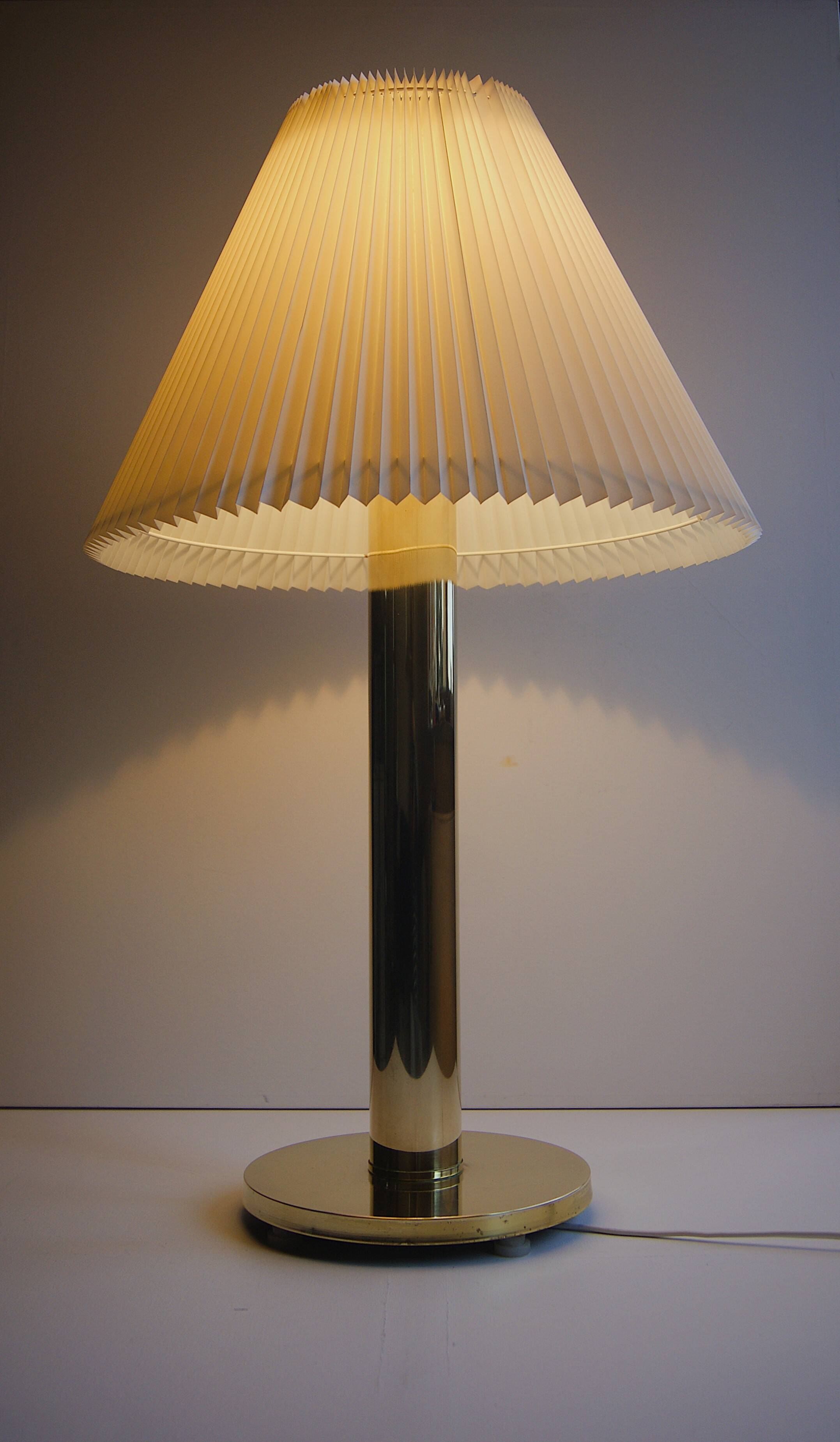 Giant vintage brass table lamp in cylindrical column design. Denmark 1960s