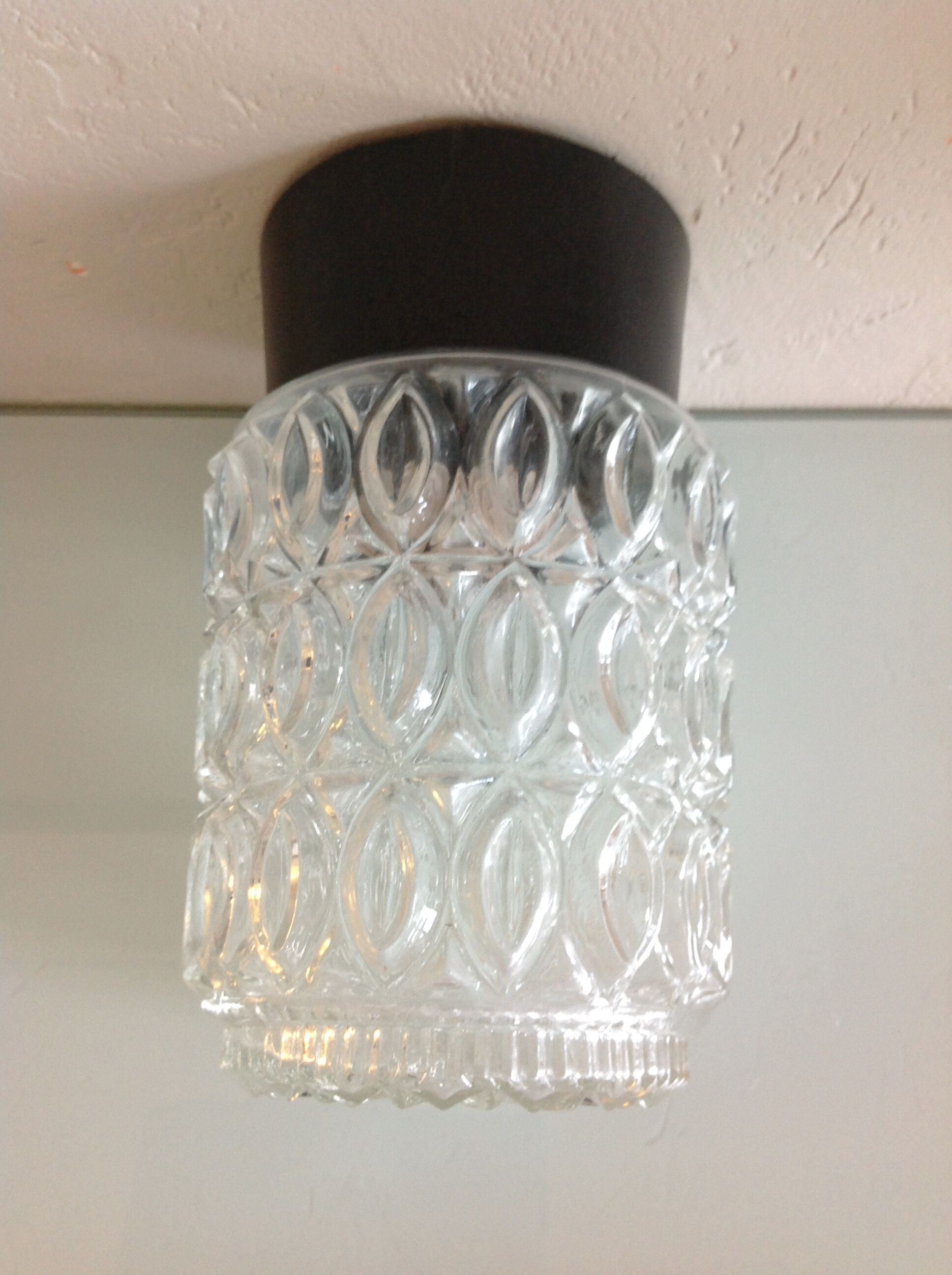 Glass ceiling light structured by RZB Leuchten, vintage 60/70s