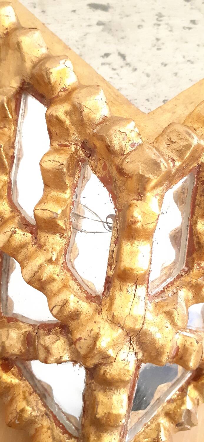 Vintage gilded mirror with glazing beads