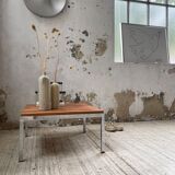 Walnut and modernist chrome coffee table