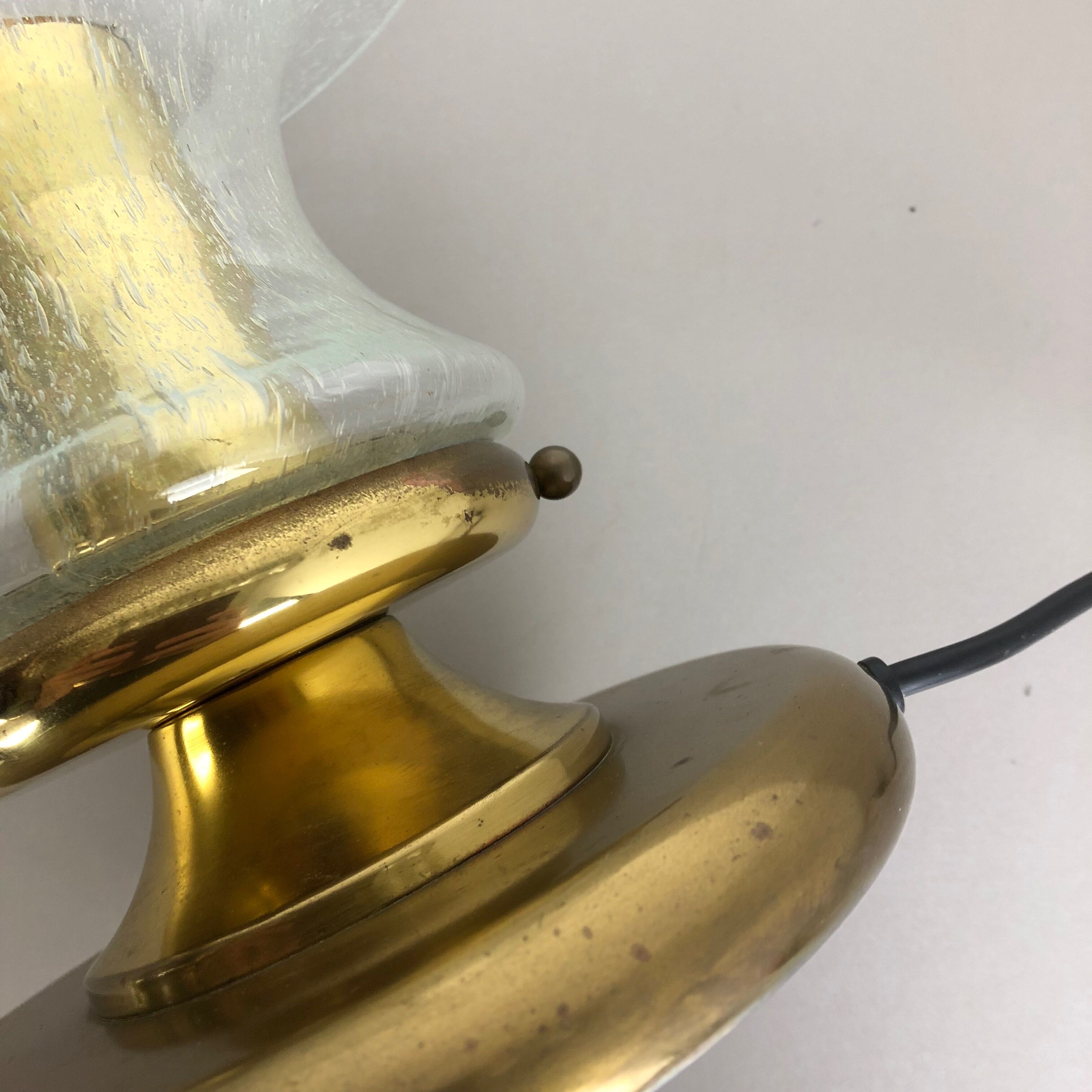 Modernist Glass and Brass Mushroom Table Light by Doria Lights, 1970s, Germany