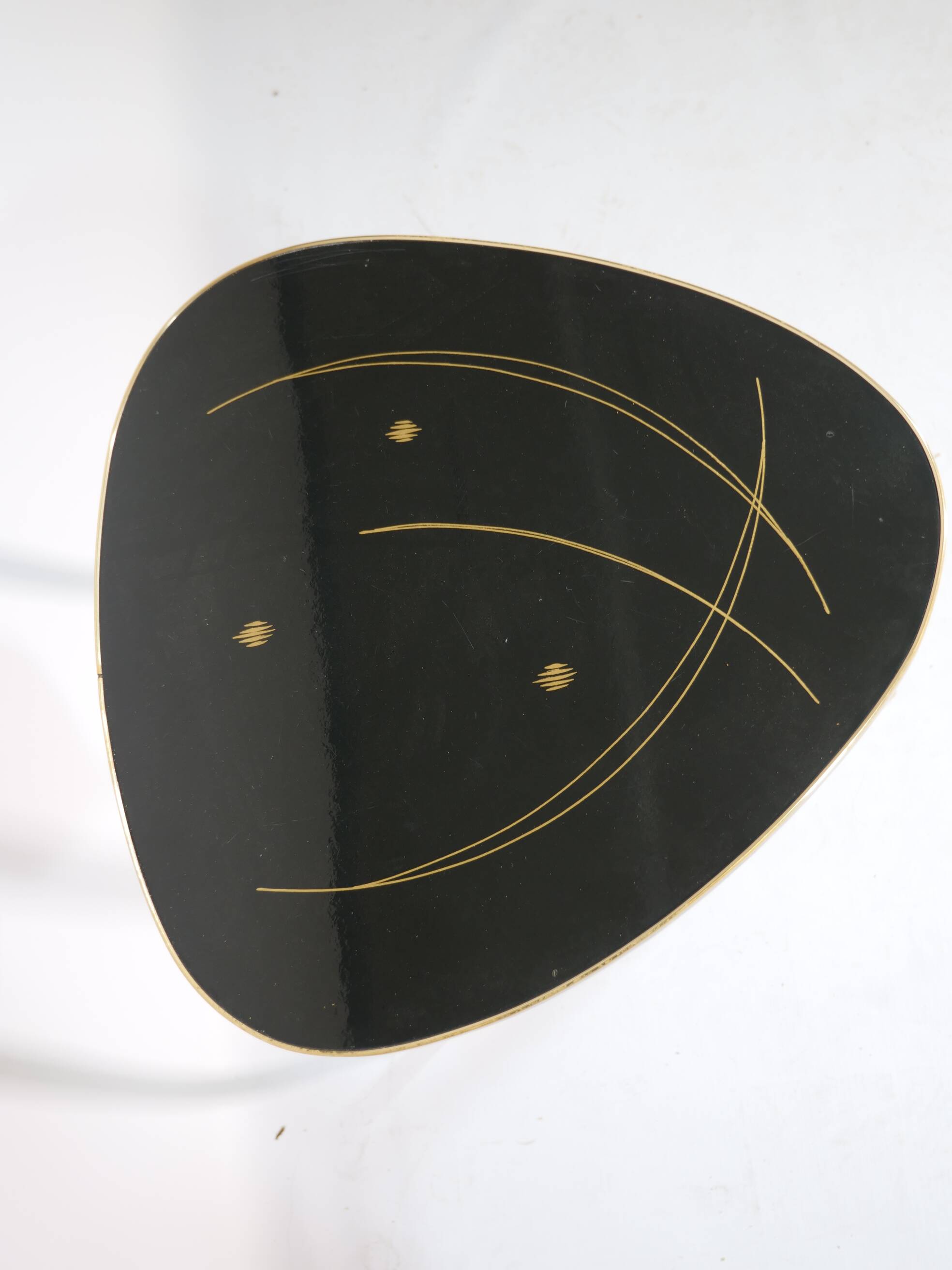 XL Gold-Rimmed Kidney Table 1960s Coffee Table