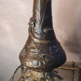 Large bronze lamp nynph in the bath 63x38 superb tiffany style lampshade