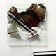 ashtray abstract painting in melted glass, around 1970