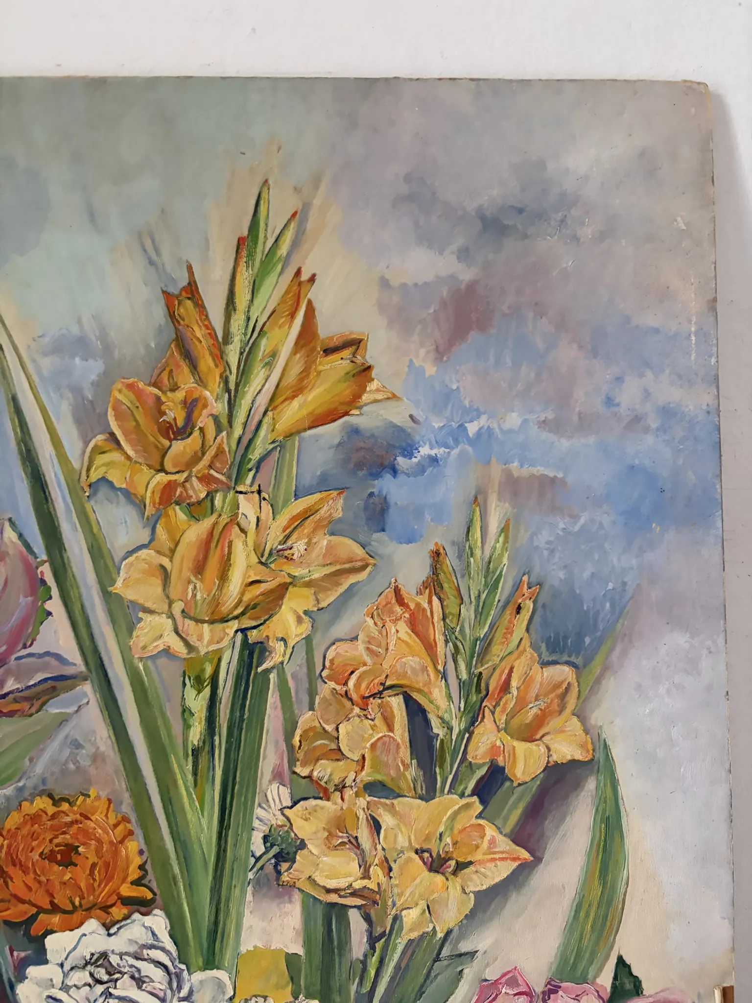 Bouquet in the light, oil on paper by Maurice Bouillot 1949