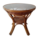 High table in rattan and wicker of the 1970s