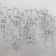Ink on paper signed by Abdelkader GUERMAZ, Place Georges Pompidou, circa 1977
