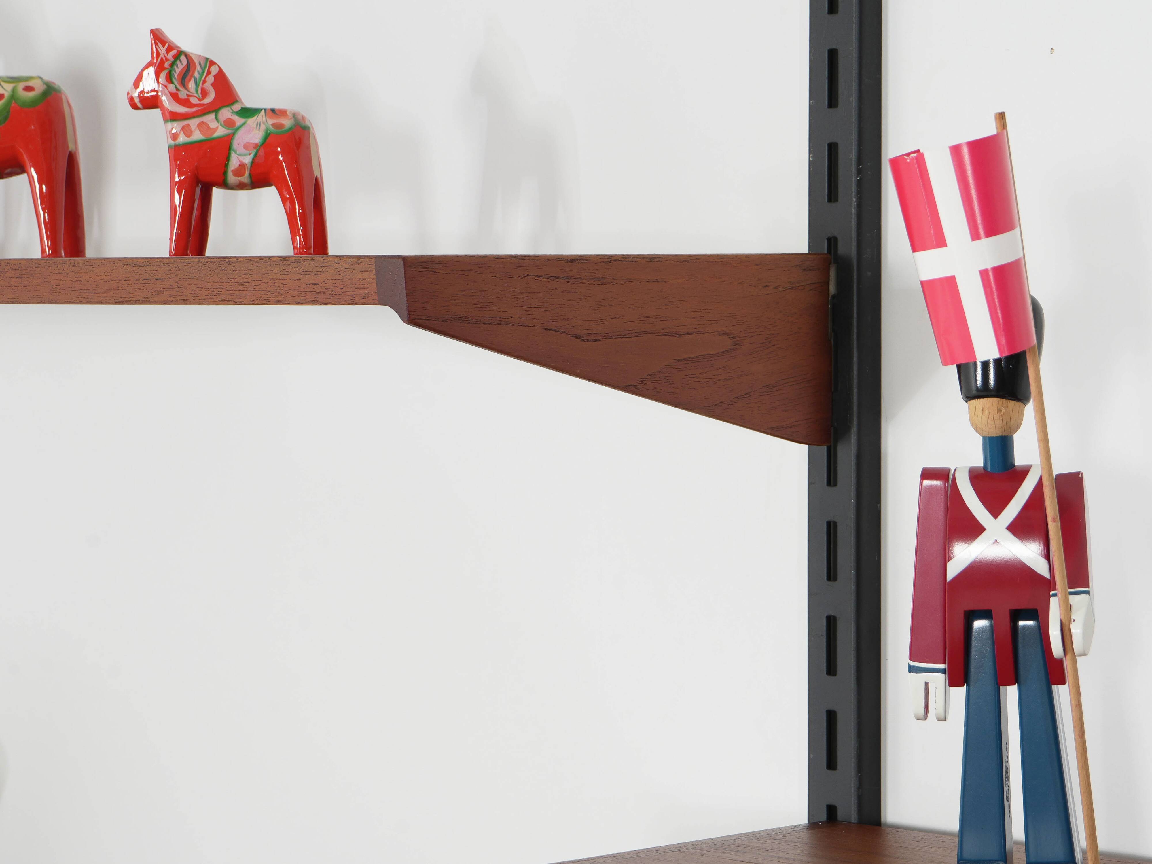 Modular shelving Kai Kristiansen, teak veneer, Danish design 1960s